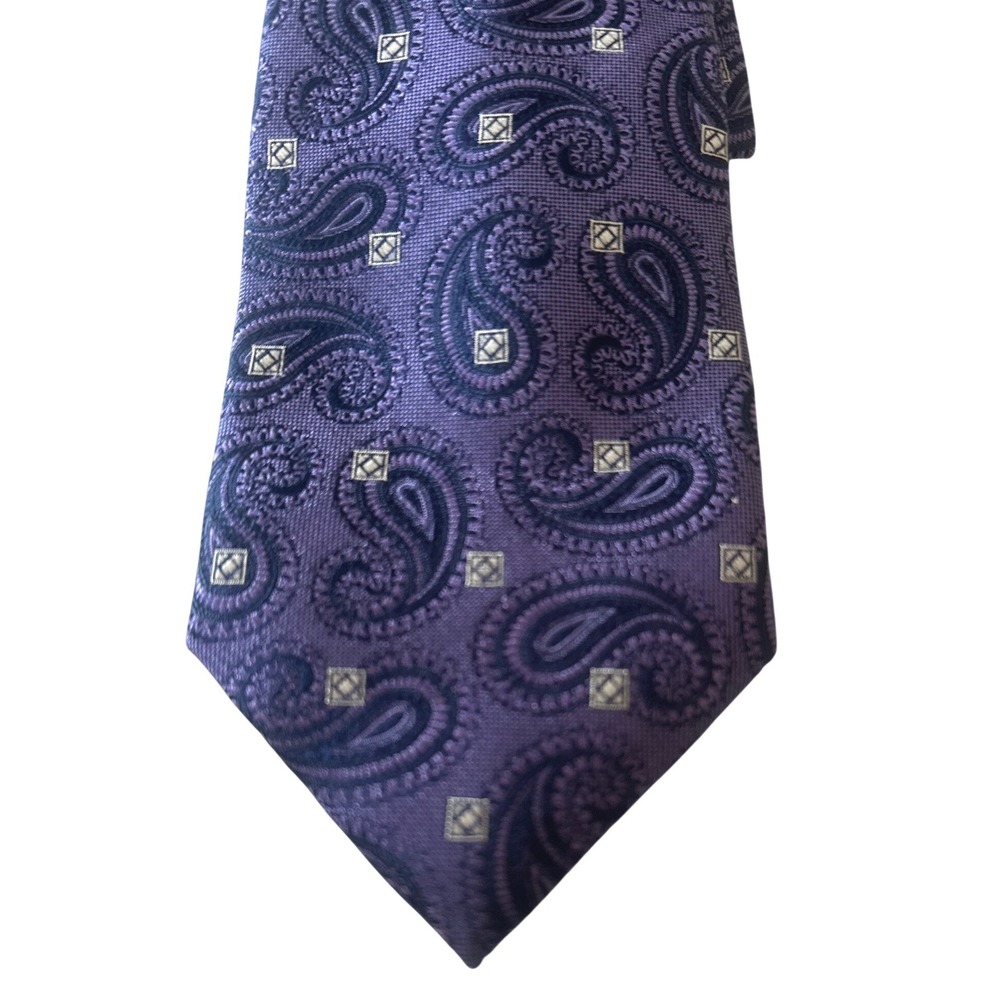 Jos. A. Bank Mens Tie Necktie Purple Paisley Signature Collection‎ Silk Formal